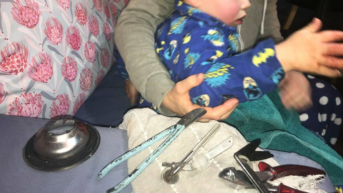 STORY TO TELL: Ruben, four, was freed on Wednesday after his hand was "well and truly" stuck in a laundry sink. Picture: Fire and Rescue NSW Station 357 Lambton