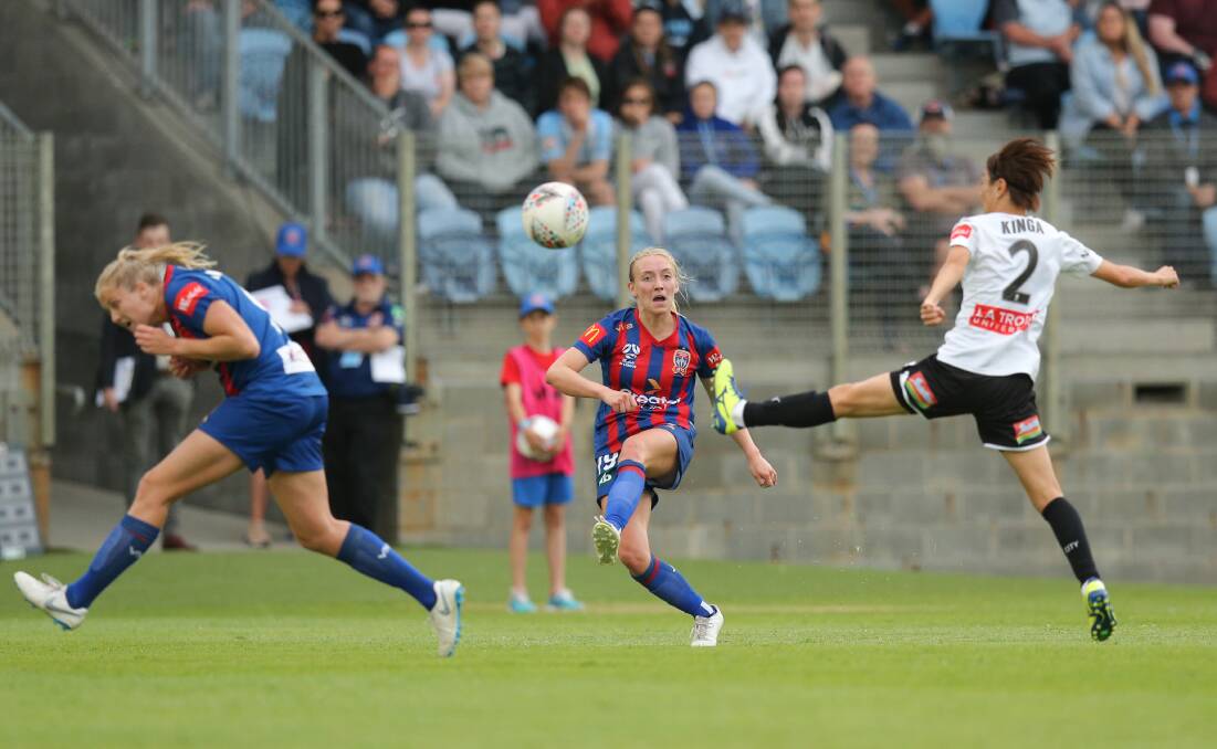 GOAL: Nicki Flannery, in action during round one, scored in Perth on Saturday night. Picture: Max Mason-Hubers