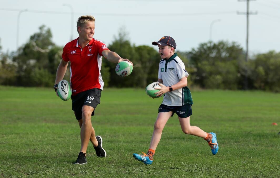 Isaac Heeney, pictured at an AFL Community Camp in Newcastle in 2020. Picture: Jonathan Carroll