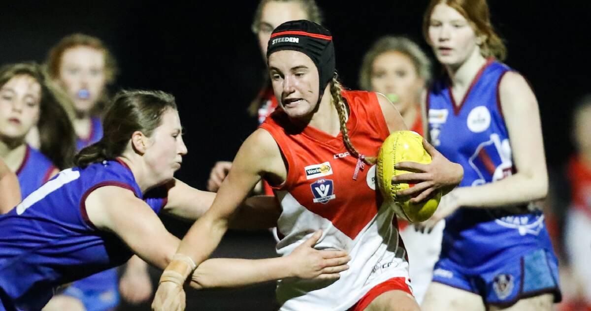 OUTTA MY WAY: South Warrnambool's Stella Bridgewater, who also plays for NAB League club GWV Rebels, in action last season. Picture: Morgan Hancock 