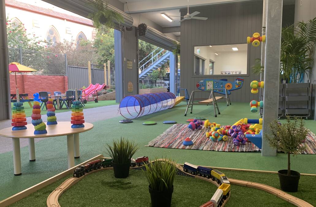 Inside and out: One of Maitland Kids Inspired Indoor-Outdoor Playgrounds allows children to enjoy the outdoors in a safe and secure environment.