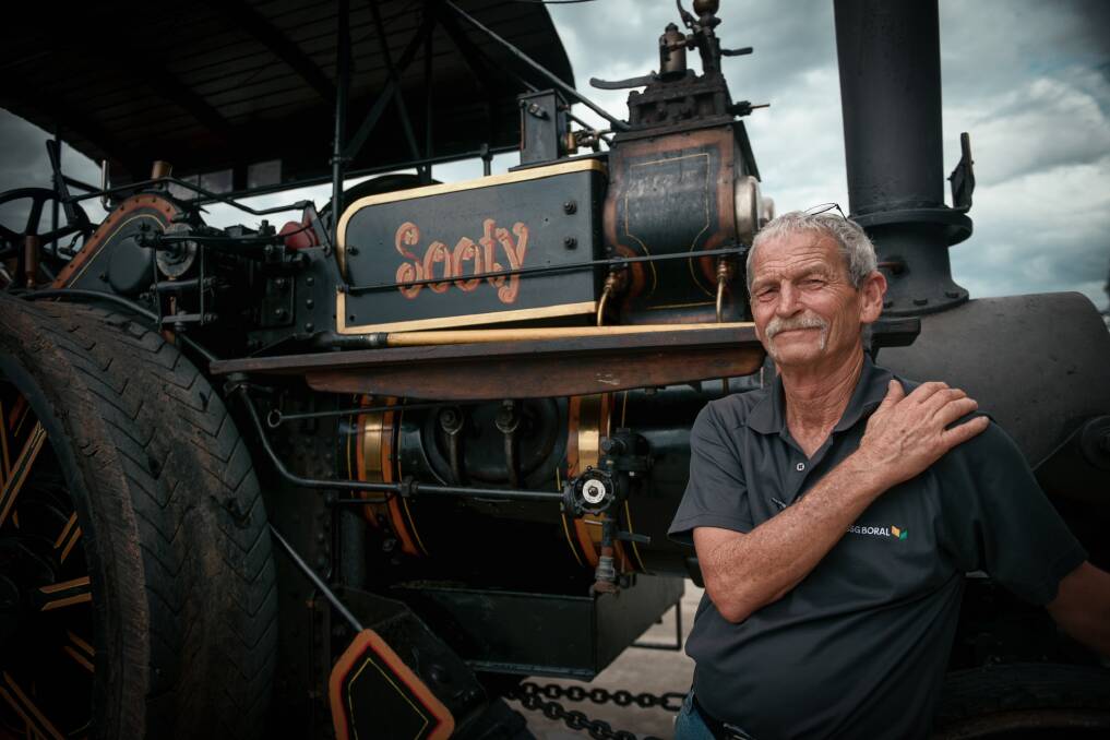 READY TO ROLL: Steamfest organiser Peter Garnham poses with Sooty, the iconic engine that drives hundreds of kilometres to participate in Steamfest every year. Picture: Perry Duffin