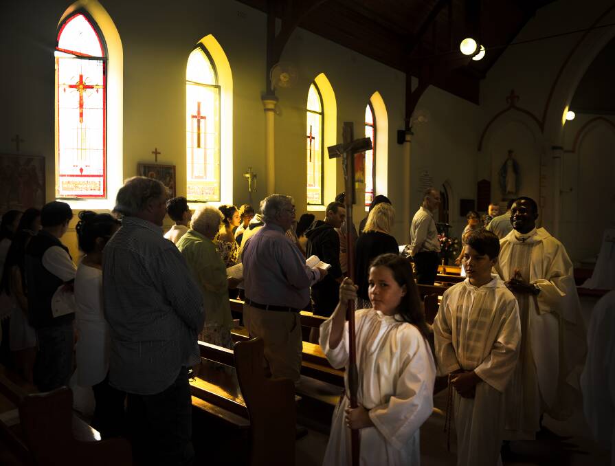 EASTER: The congregation at St Patrick's Lochinvar on Easter Sunday. Picture: Perry Duffin