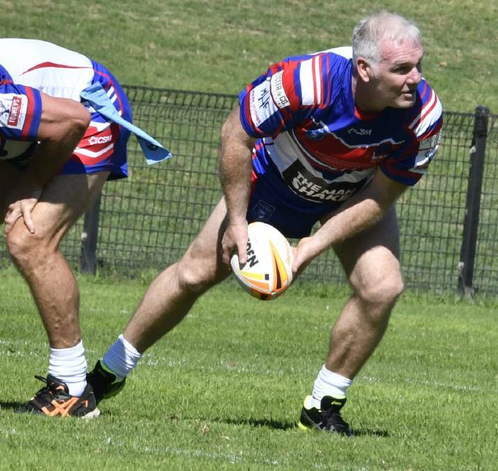 IN ACTION: Former Newcastle Knights player Tony Butterfield during the charity Oz-Tag game at No. 2 Sportsground in Newcastle last Saturday. 