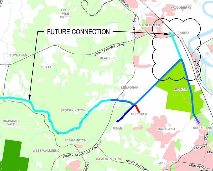 A map of showing the Richmond Vale Rail Trail project. 