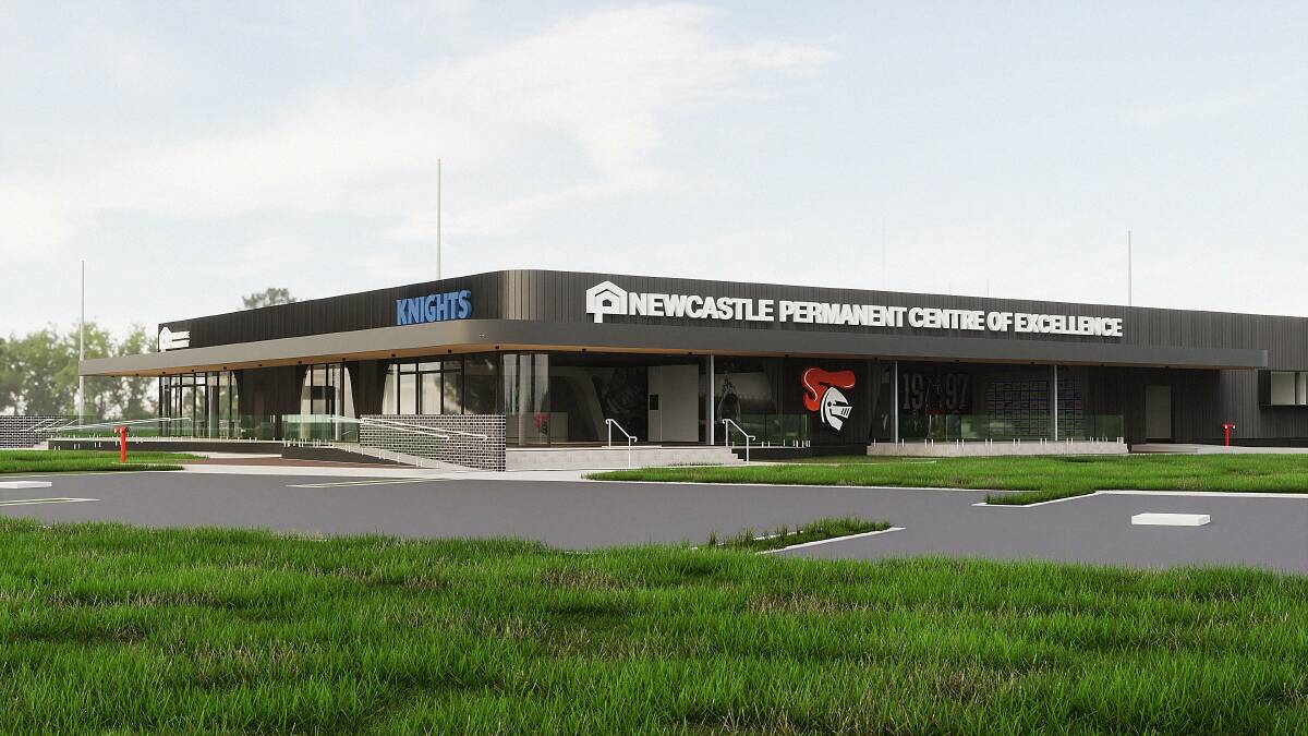 An artist's impression of the training facility with the Newcastle Permanent logo. 