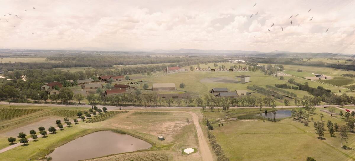 PROPOSAL: An artist's impression of the proposed Cedar Mill Hunter Valley development alongside Broke Road in Pokolbin. The convert venue, shown in the centre of the property, would accommodate up to 22,000 people. 