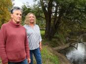 Farmers Judy Cardwell from Mitta Mitta and Belinda Pearce of the Kiewa Valley lead a protest to Melbourne last year over the issue of camping on licensed Crown river frontages. Picture: Mark Jesser