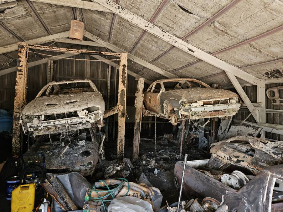 Steve's collection of vintage cars, including a number of classic Holdens, was destroyed.