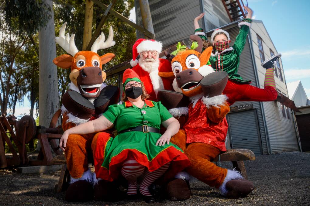 'TIS THE SEASON: Santa, with reindeers in tow, recently stopped by the Central Deborah Gold Mine to visit his elves ahead of the festive season. Picture: DARREN HOWE