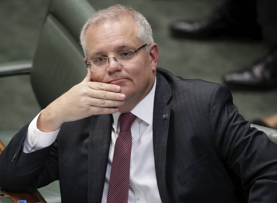 Call: Prime Minister Scott Morrison in Federal Parliament this week. Picture: Alex Ellinghausen.