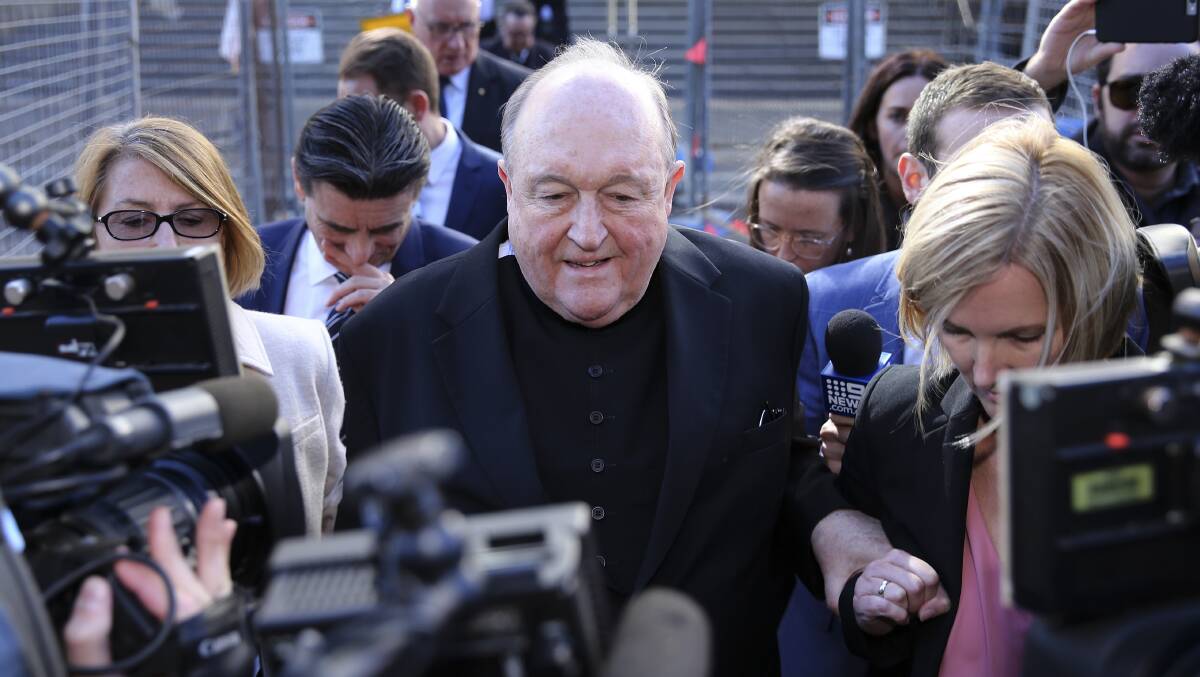 Convicted: Archbishop Philip Wilson leaves Newcastle Courthouse on Tuesday after his conviction for concealing priest Jim Fletcher's child sex crimes. 