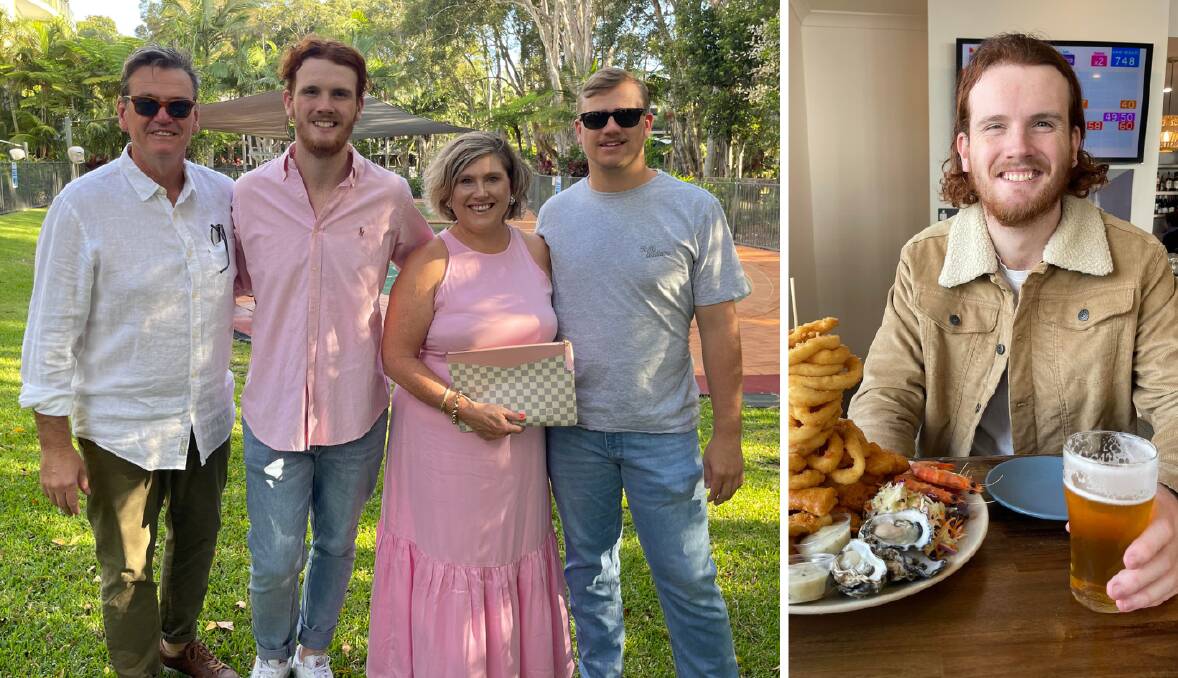 GONE TOO SOON: The Gascoigne family - Jason, Dempsey, Amanda and Callum - on a family holiday in Port Macquarie in 2021. Dempsey's accidental death on July 15 has shocked the family and community. Pictures: Courtesy of the Gascoigne family