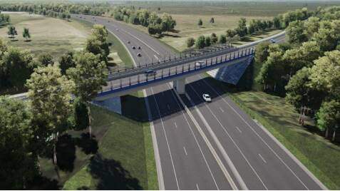 An artist's impression of what Masonite Road at Heatherbrae will look like as part of the M1 Pacific Motorway extension to Raymond Terrace.