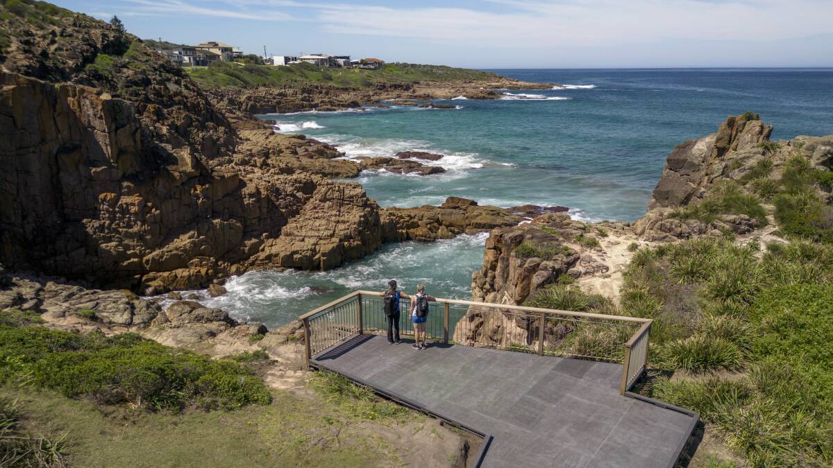 There's a new whale watching vantage point in Port Stephens - the lookout at Iris Moore Reserve in Boat Harbour, constructed as part of the Tomaree Coastal Walk. Photo by John Spencer - DPE
