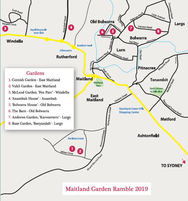 Maitland Garden Ramble 2019 map. Picture: Maitland Black and White Committee