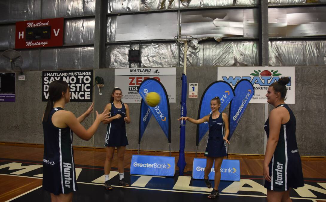 ATHLETIC: Sophie Hickling, Amity Petersen, Lexy Holz and Tayla Winter training ahead of the 2019 Your Local Club Academy Games. Picture: Betina Hughes