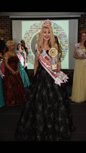 STAR: Thornton mother Sue Turner representing Australia at the 2018 Mrs Global International World competition in Johannesburg, South Africa, last month.