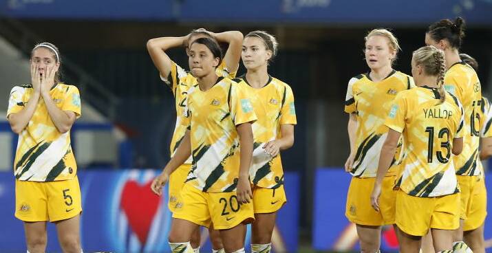 HEARTACHE: Sam Kerr and her Matilda teammates can't mask their disappointment after going down to Norway in a penalty shootout in the FIFA Women's World Cup round of 16.