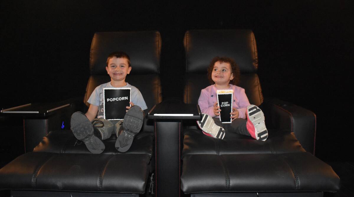 FAMILY FUN: Noah and Isabel Tanks were the first movie goers to sit on the new Titan Luxe seats at Reading Cinemas when they saw new release Toy Story 4 on Friday.