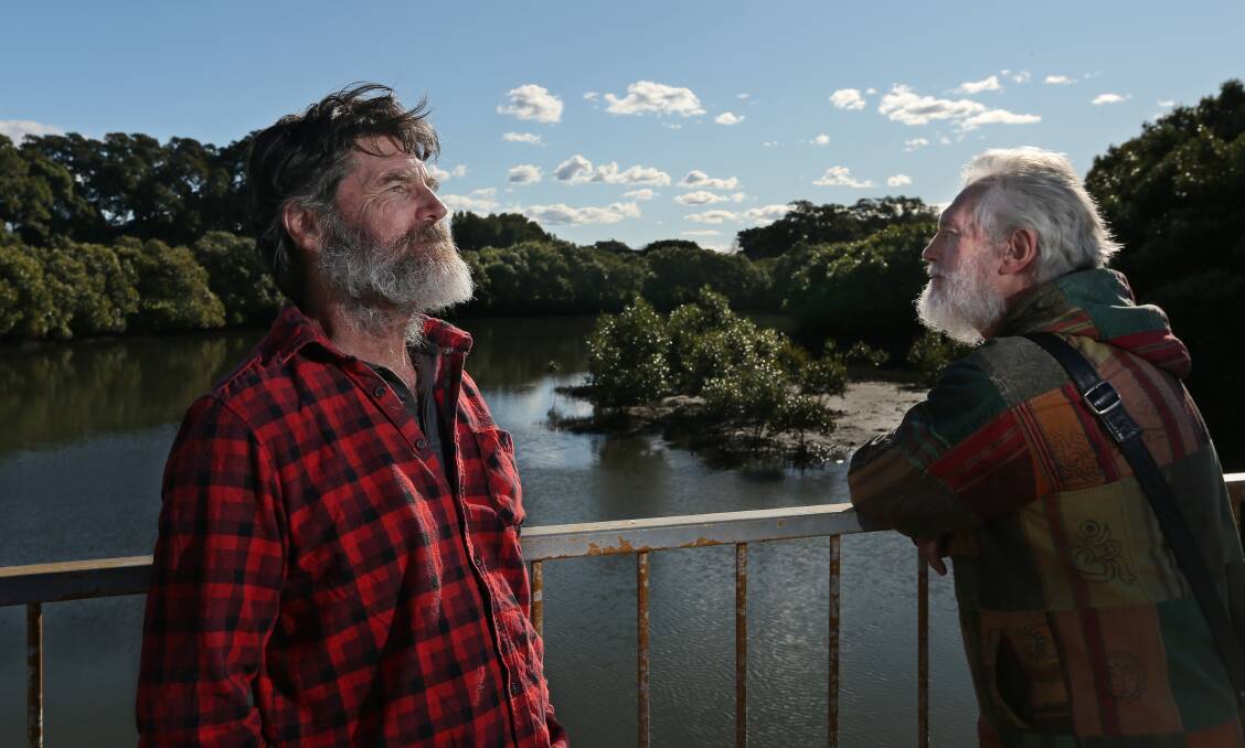CREEK CAMPAIGNERS: Residents and environmentalists Tom Clarke and John Sutton near the area to be removed from the waterway upstream from the Union St footbridge. Picture: Simone De Peak