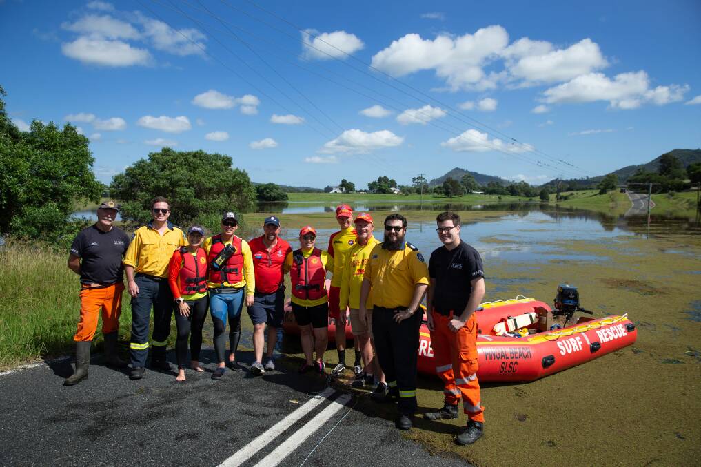 Emergency services workers and volunteers at the lifesavers' ferry service at Rosebrook. Picture: Marina Neil
