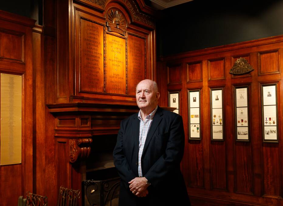 HONOUR: General Sir Peter Cosgrove in front of the honour roll in the Anzac Lounge.