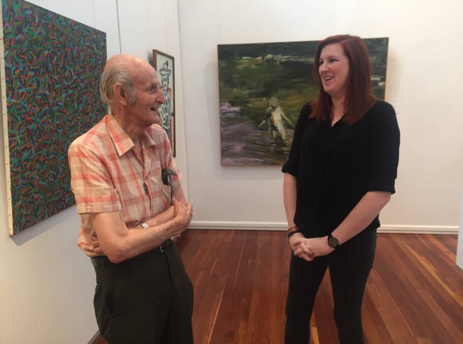 ART TALK: Max Watters chats with the gallery's acting director, Elissa Emerson. Picture: Scott Bevan