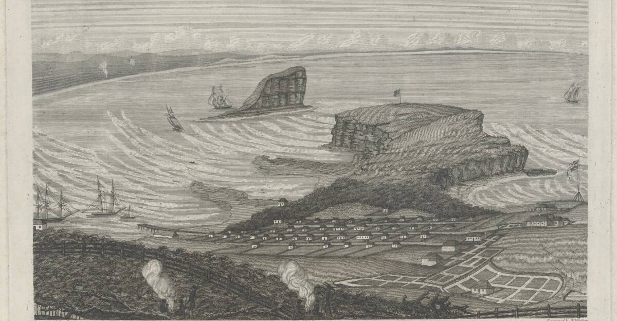 LINES OF HISTORY: An image of Newcastle in 1812, around the time convict James Hardy Vaux wrote his dictionary of 'the flash language'. Picture: Courtesy, National Library of Australia 