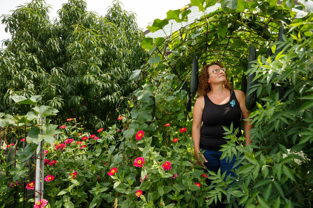 Beth Howison-Ryan in her garden. Picture: Max Mason-Hubers 