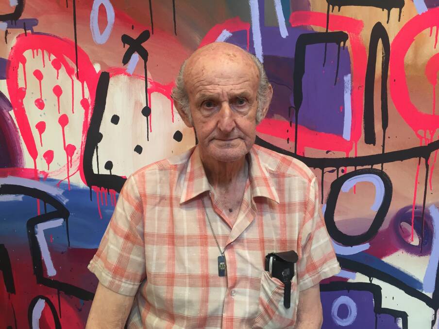 GENEROUS: Max Watters stands before one of the works he has given to the Muswellbrook community. Picture: Scott Bevan