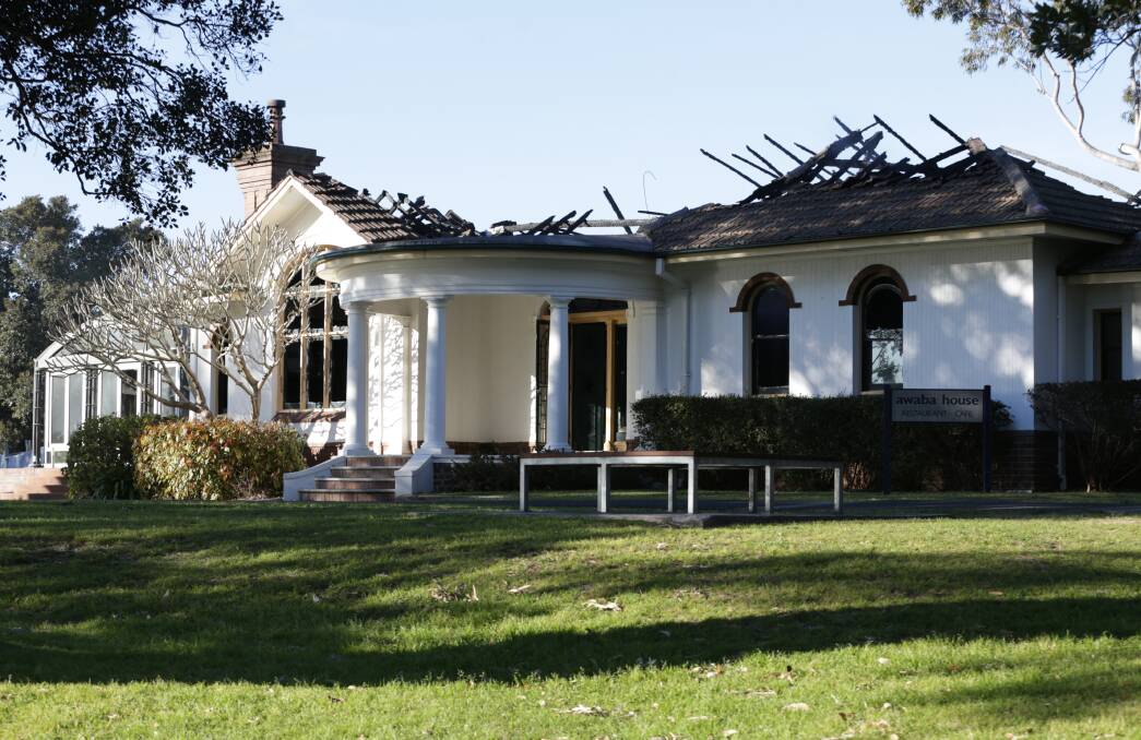 The gutted Awaba House after fire tore through the building in August. Picture: Simone De Peak