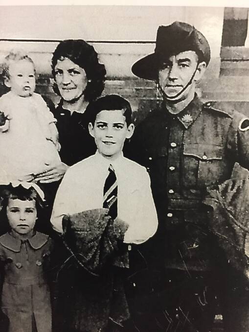 FAMILY: Alan Hunter, centre, with his parents and younger sisters, as they farewell Horace Hunter during World War II. Picture: Courtesy, Alan Hunter