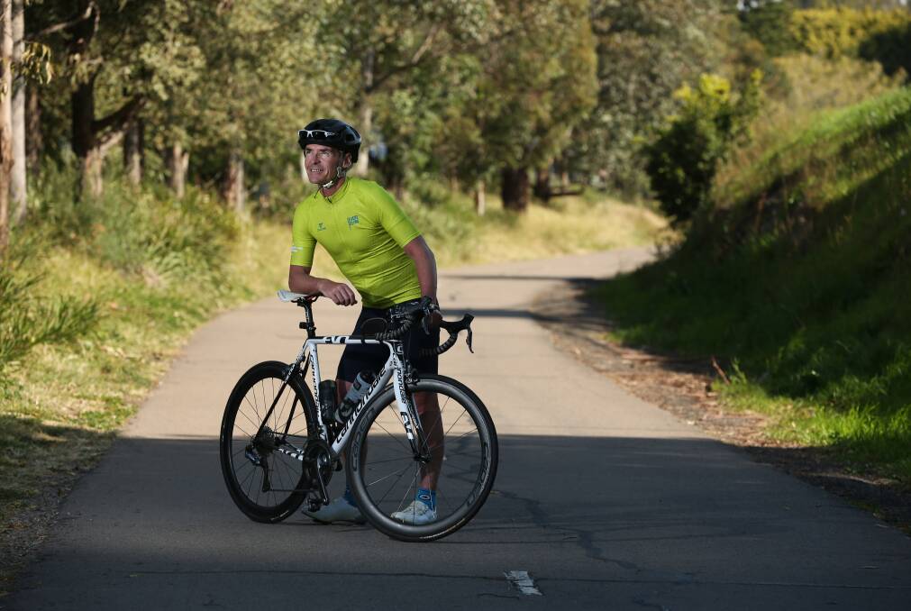 Cyclist Mark Shepherd on the Fernleigh Track, as he undertakes his Ride to DonateLife to help raise organ donation awareness. Picture: Simone De Peak