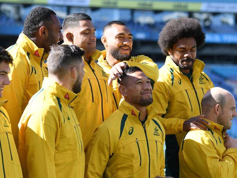 Sekope Kepu plays with the hair of Israel Folau in happier times with the Wallabies.