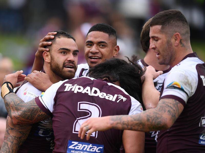 Manly have scored six tries in a 34-14 NRL thrashing of St George Illawarra at Brookvale.