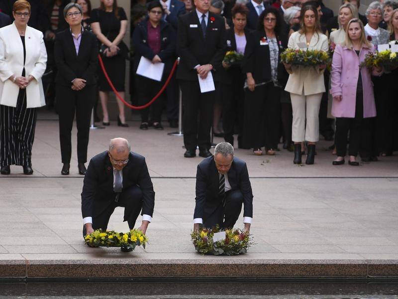 Scott Morrison and Bill Shorten showed a united front to remember the victims of September 11, 2001.