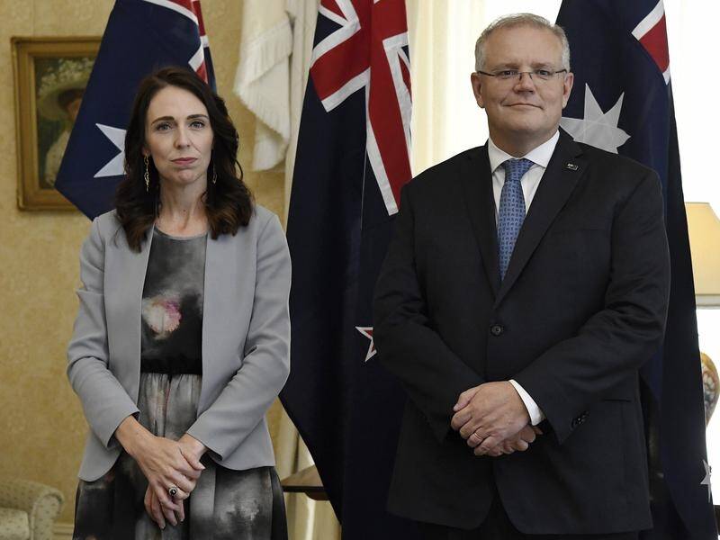 Jacinda Ardern and Scott Morrison (seen here in February) are keen to set up an Aust/NZ travel zone.