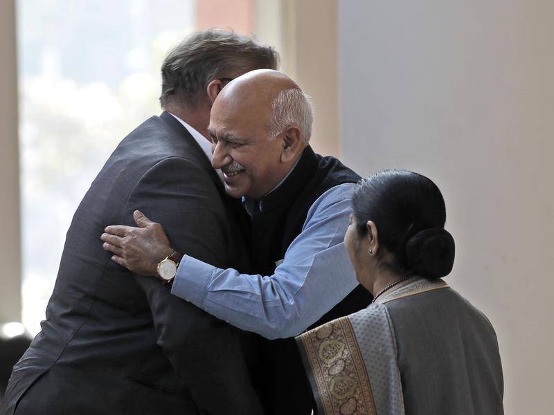 Indian Junior Foreign Minister MJ Akbar (centre) has resigned amid sexual harassment accusations.