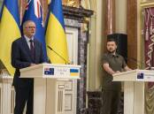 Mr Albanese announced more Russian santions and more military aid on his first visit to Ukraine.