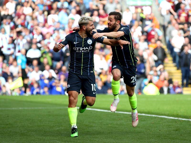 Manchester City's Sergio Aguero (left) celebrates scoring his side's winner against Burnley.