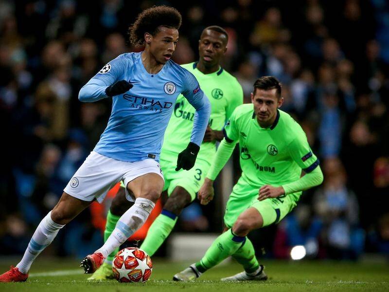Manchester City winger Leroy Sane (L) is reportedly a target of German club Bayern Munich.