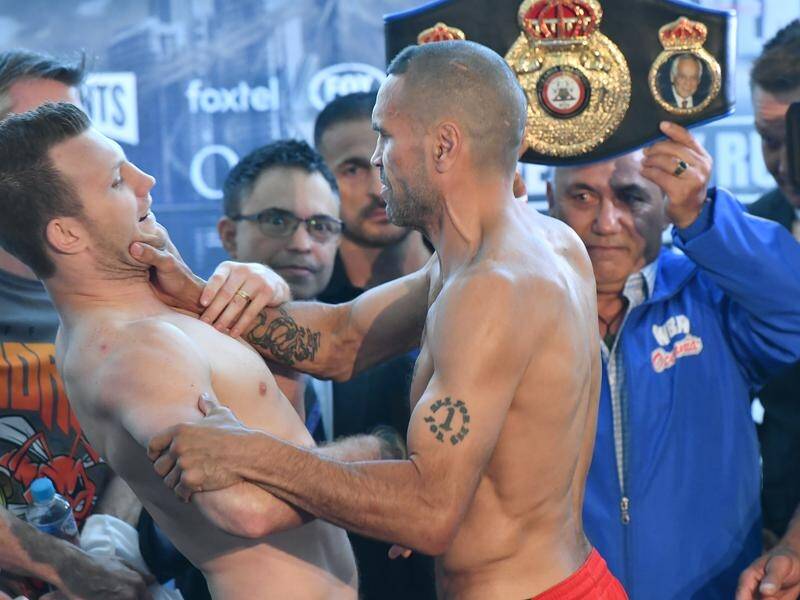 Anthony Mundine got his hands on Jeff Horn a day before their fight at Suncorp Stadium.