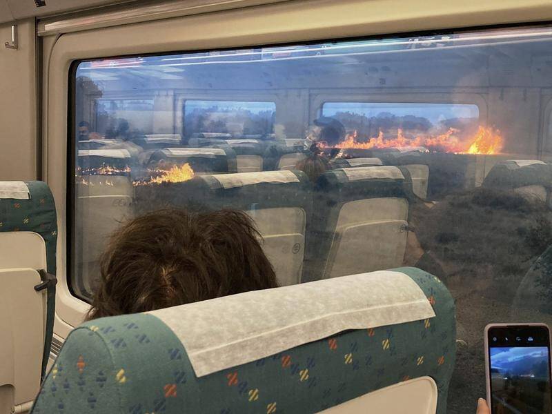 Spanish train passengers were alarmed when their train stopped as wildfires encroached.