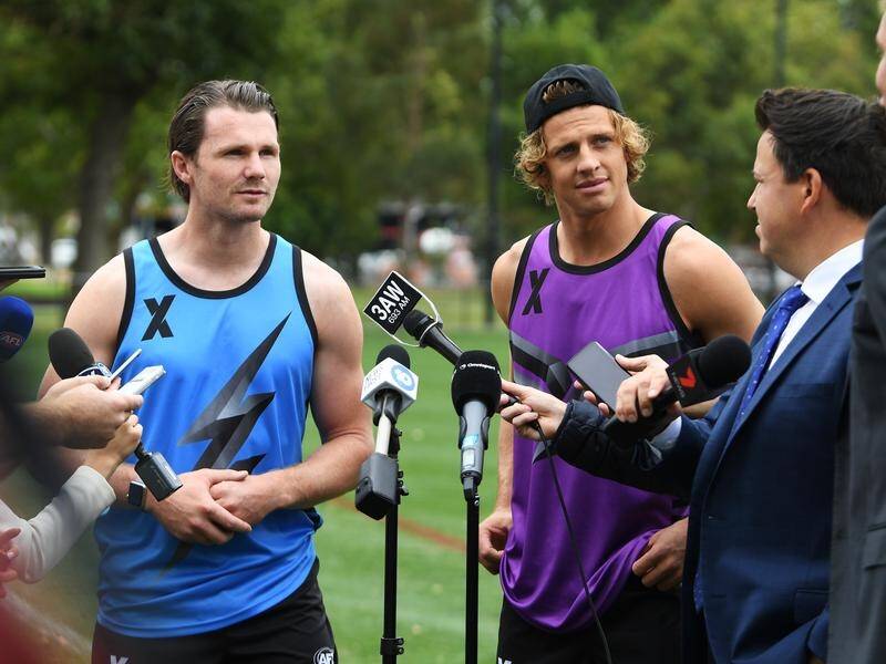 Rival captains Patrick Dangerfield (l) and Nat Fyfe say AFLX is a fun concept for a younger market.