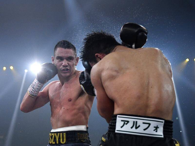 Tim Tszyu en route to beating Takeshi Inoue in their super-welterweight bout in Sydney.