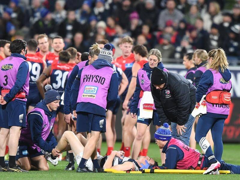 Jeremy Cameron has been cleared serious injury after he was accidentally knocked out by a teammate. (Julian Smith/AAP PHOTOS)