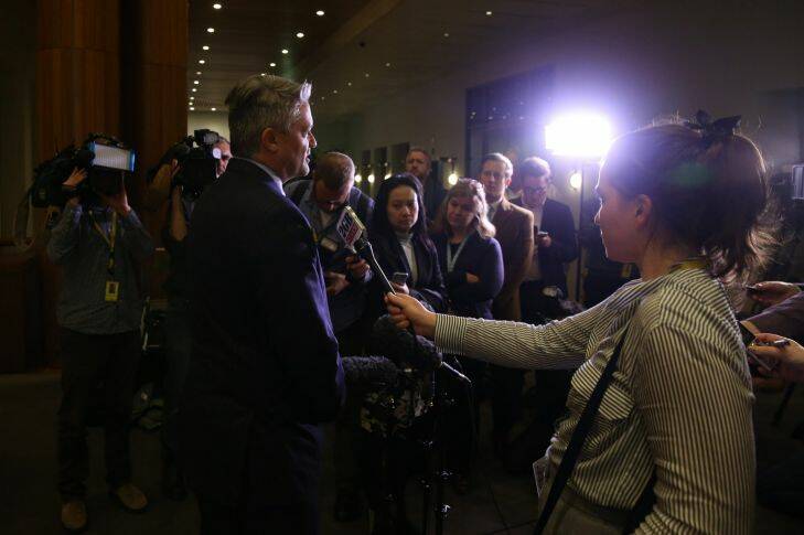 Senator Mathias Cormann at Parliament House in Canberra on Monday 7 August 2017. Fedpol. Photo: Andrew Meares 
