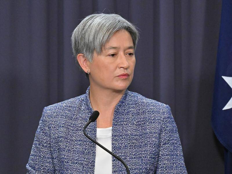 Penny Wong says Australia continues to unequivocally condemn the attacks on Israel by Hamas. (Mick Tsikas/AAP PHOTOS)
