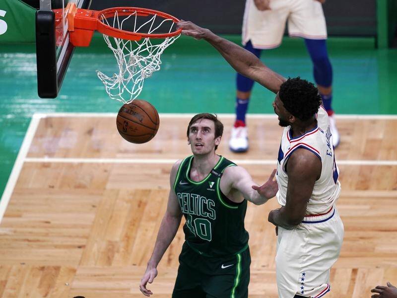 Philadelphia 76ers' Joel Embiid was the dominant figure in their NBA win over the Boston Celtics.